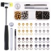 Keadic 240 Sets 4mm 5/32” Thickened Grommets Eyelets with 4 Pcs Install Tools Assortment Kit,  Bronze Silver Gold Gun Black Metal Eyelet Grommet for DIY Leather Clothing Shoe Bags Crafts