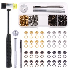 Keadic 240 Sets 4mm 5/32” Thickened Grommets Eyelets with 4 Pcs Install Tools Assortment Kit,  Bronze Silver Gold Gun Black Metal Eyelet Grommet for DIY Leather Clothing Shoe Bags Crafts