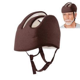 Thick Protective Helmet for Elderly Youth, Adjustable Protective Helmet for Seizures, Head Protection for Elderly Falls, Soft Shell Helmet for for Head Injury Shock Protection (Coffee)
