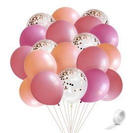 Lifritual 50Pcs 12 Inch Latex Balloons - Vintage rose, Light skin tone, Matte white, Metallic rose gold, Rose gold confetti for Wedding, Birthday, Baby Shower Decorations, Party Supplies, Anniversary