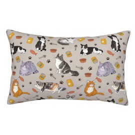 Majoug 20x30 Inch Cute cat Standard Pillow Cases, Ultra Soft Microfiber Pillow Cover, Hidden Zipper, for Bedroom Couch Living Room Decor Gifts