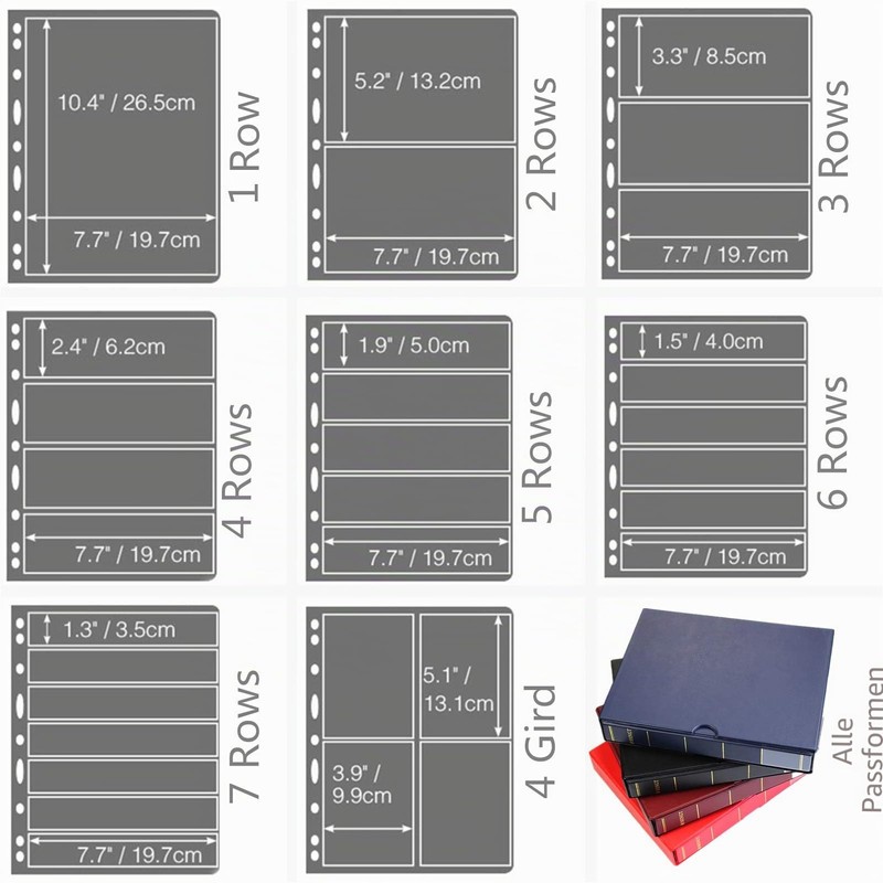 MUROAD Stamp Pages for Stamp Album Binder, 10 Sheets 6S