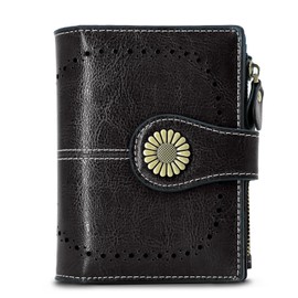 TANTOMI Women's Large Purse in Long Format, Purse with Exclusive Embossing on Synthetic Leather, Wallet with RFID, and with Zip Press Stud and Many Compartments., Black.b, Classic