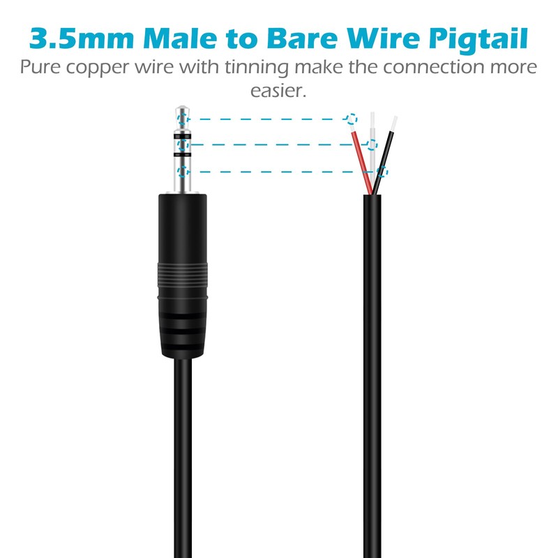 Fancasee 3.5mm 1/8" to Speaker Wire, 2-Pack 10FT 3.5mm TRS
