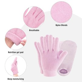 Set De Calcetines Y Guantes Hidratantes, Calcetines De Gel De Silicona Para Talones Agrietados Y Pies Secos Para Mujer, Guantes Hidratantes De Spa Par