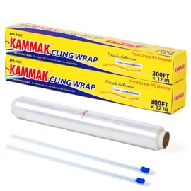 KAMMAK Plastic wrap with Slide Cutter 12 Inch X 300 Square Foot Roll (Pack of 2)