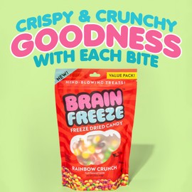 Brain Freeze Rainbow Crunch Freeze-Dried Candy – Irresistible Sweet & Tangy Gourmet Snack - Single Pack