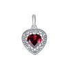 Takar Fine Sterling Silver Heart-Shaped Garnet and CZ Filigree Charm