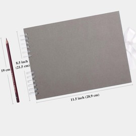 Scrapbook Photo Album 29x21.5cm DIY Memory Book Scrap Books 100 White Pages Ablums Kit with Stickers for Wedding, Travel, Birthday, Light Grey