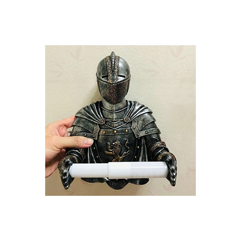 Toilet Paper Holder Tissue Storage Roll Medieval Statue Knight to