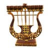 Harp Shaped Chanukah Menorah Enamel Hand Painted Enamel on Pewter