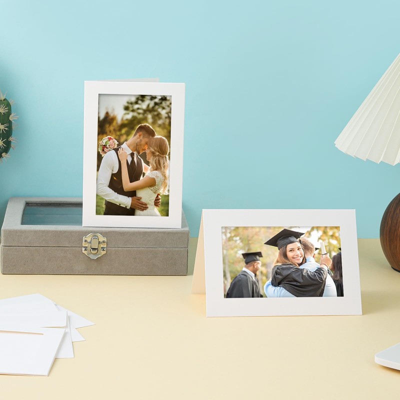 Silunkia 60 Packs White Photo Frame Cards with Envelopes for