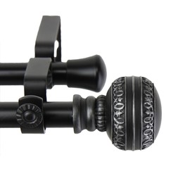 Rod Desyne 4702-662 Ornament Double Window Set Curtain Rod, 66"-120", Black