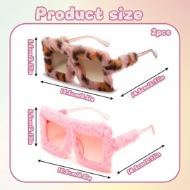 KSVFTB 2 Pcs Funny Sunglasses, Funny Sunglasses for Adults, Novelty Glasses, Plush Edge Cat Eye Glasses, Perfect For Beach, Fancy Dress, Photo Props, and Theme Parties