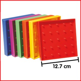 edxeducation Double-Sided Geoboard Set | Set of 6 with Rubber Bands | Ages 3+ | Math Resources, Fine Motor Skills for Kids | 5 x 5 Grid/12 Pin Circular Array