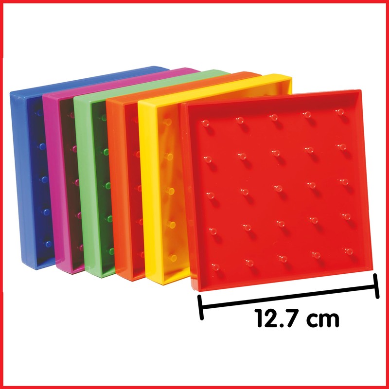 edxeducation Double-Sided Geoboard Set | Set of 6 with Rubber
