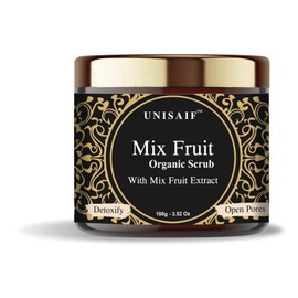 Unisaif Organic Mix Fruit Face Scrub - Face Exfoliator Body Scrub with Mix Fruit Extracts for Skin Toning | Detoxify | Openpores | Exfoliating (100g)