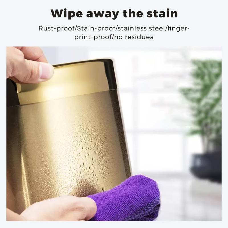LEASYLIFE 14L/2.6GAL，Gold Bathroom Trash can,Brushed Brass Garbage can,Small Gold Wastebasket