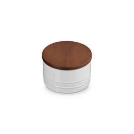 Le Creuset Signature Salt Cellar and Storage Canister with Wood Lid, 16 oz., White