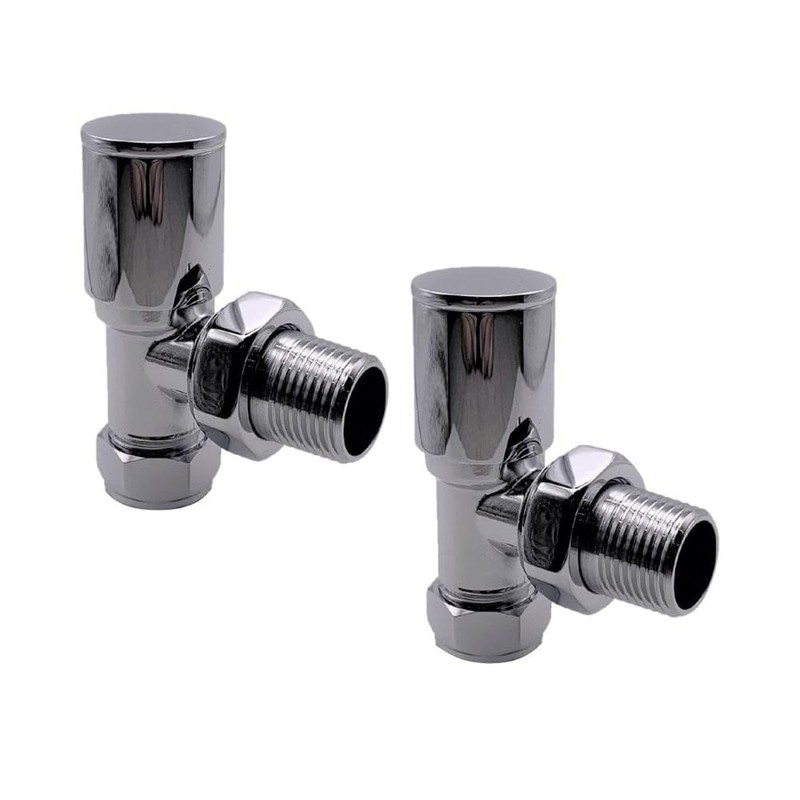 hep® Round Angled Manual Radiator Valve + Lockshield Set 15mm