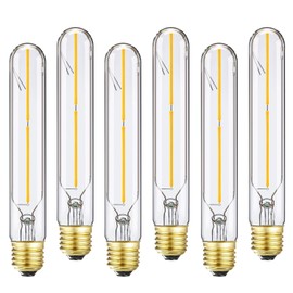 Duoled E26 Tubular LED Bulb 4W Equal 40 Watt Soft White 3000K Dimmable E26 Edison AC120V 400lm Tube T9 T10 LED Light Bulb for Rustic Pendant,Chandeliers,Wall sconces,6Pack