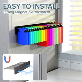 NiHome Magnetic Beer Sleeve Holder for Refrigerator, Easy Installation Thermocooler Organizer, Durable Acrylic & Stainless Steel for Kitchen or Bar, Multi-Use Storage for Bottle Caps & Openers (Large)