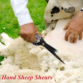 Hand Wool Shearing Shear Extra Long Gardening Pruning Shears Coated Wear-Resistant Handle Stainless Steel Double Blade Suitable For Cattle And Sheep Horse and Trimming Plants Grass (Red and Grey)