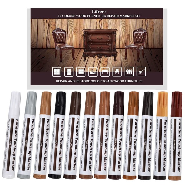 Lifreer Revolutionary Furniture Touch up Markers 12 Colors Wood Scratch
