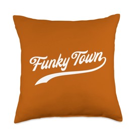 Funky Town Fort Worth Texas Baseball Design Studio Funky Town Fort Worth TX Classic Baseball Style Design Throw Pillow, 18x18, Multicolor