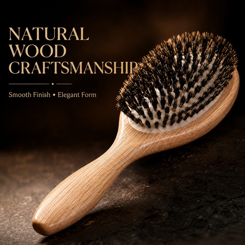 Boar Bristle Hair Brush for Detangling – Wood & Nylon