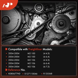 A-Premium Heavy-Duty Serpentine Drive Belt Compatible with Freightliner M2 100, M2 106, 2004, 4.3L 6.4L 7.2L