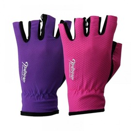 Women's Mesh Half-Finger Nato Yarn Exercise Gloves Leisure Pink