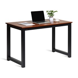 DECOHOLIC Computer Desk 47" PC Laptop Study Table Office Desk Workstation for Home Office,with Leg Bars,Modern Industrial Style,Sandalwood Board Black Leg