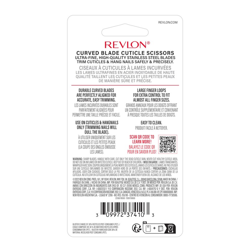 Revlon Cuticle Scissors, Ultra-Fine Stainless Steel Curved Blade for Neat