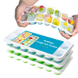 Ice Cube Trays for Freezer Ice tray - Easy to Release Silicone Ice Trays with Spill-Resistant Lids, Reusable Ice Cubes,Stackable and BPA-Free, Perfect for Cocktails, Drinks,and Iced Coffee
