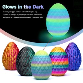 Niville 5PCS 3D Printed Dragon Eggs with Dragon Inside, 2 Style Mini Mystery Dragon Egg Articulated Crystal Dragon Toy, Easter Eggs - Unique Gift Idea for Children & Fantasy Lovers (Multicolor1-5PCS)