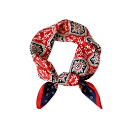 LumiSyne Women's Silk Scarf, Square Scarf, Solid, Retro Chain, Print, Lightweight, Soft, Hair Bandage, Neckerchief, Decorative, Headwear, Handkerchief, Red Paisley Print