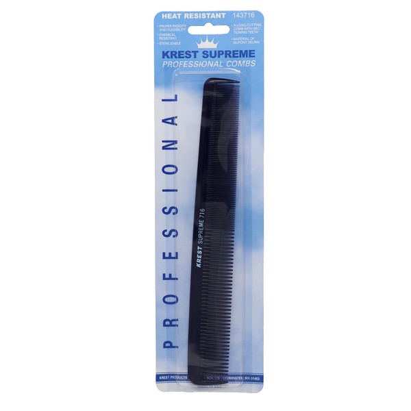 Krest Combs 8.5 IN. Supreme Professional Comb Extra-Long Cutting combs W. Sectioning Tooth 1 Pc., Blue