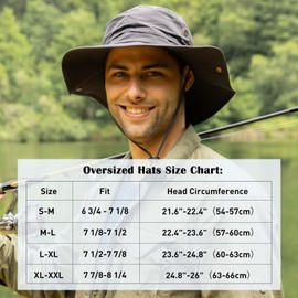 Comhats UPF 50 Sun Hats for Men Wide Brim Summer Safari Fishing Hiking Boonie Waterproof Camo Army Green X-Large XX-Large XL XXL Oversized