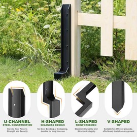 33.62" Heavy Duty Fence Post Repair Kit – One-Piece 11-Gauge Steel Anchor Ground Spike for 4x4 & 6x6 Wooden Fence Posts, Mailbox Post, Gate, Garden & Farm Reinforcement (3, Black)