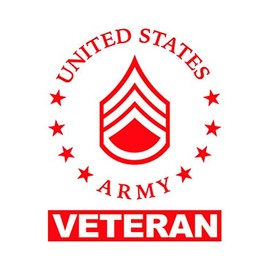 E-6 Staff Sergeant Veteran US Army Rank Sticker - Decal - Die Cut - SSG OR-6 E6 - Red 4.00" x 4.92"