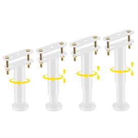 Olldag 4 Pcs Adjustable Height Bed Support Legs [with Screws] 7.08-12.2 inch, Metal Heavy Duty Bed Replacement Legs Bed Slats Support Legs for Bed Frame/Bed Center Slat/Furniture (White)
