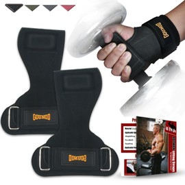 AOTWAN Zughilfen Krafttraining, Zughilfen aus Doppellagigem Rindsleder, Lifting Straps für Bodybuilding & Fitness, Handgelenkschutz, Zughilfen Gym für Frauen und Männer, Schwarz