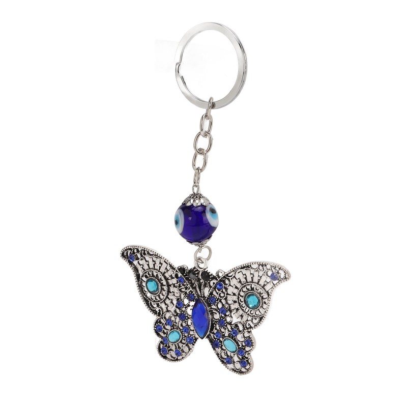 5Pcs Rhinestone Keychain Handcrafted Exquisite Beautiful Shiny Butterfly Shape Evil
