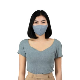 LOFBAZ - Fundas faciales de tela de algodón para adultos y niños, lavables y reutilizables con bolsillo de filtro (lunares grises, adultos, talla S)