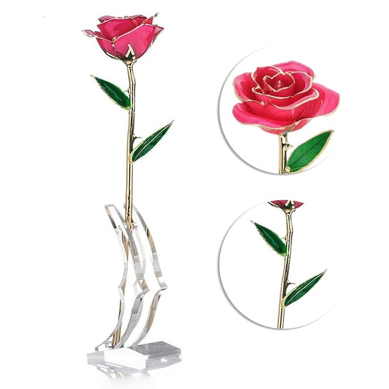 Long Stem Dipped 24k Gold Rose in Gift Box with