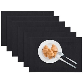 marysgift Table Mats Set of 6 Heat Insulation Kitchen Decor Solid Non Slip Washable Placemat for Dining Kitchen Spring Decorations (30 x 45cm), Black 1