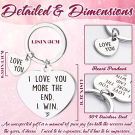 Soireeparty I Love You Gifts for Him - I Love You More The End I Win Keyring Anniversary Present for Boyfriend Girlfriend, Heart Keyrings Romantic Valentines Christmas Gifts for Her