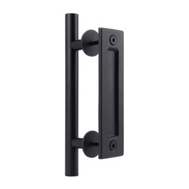 Lpraer 30 cm Sliding Doors Handle Black Barn Door Handle Sliding Door Pull Handle Kitchen Handles for Barn Doors Cabinet Doors Garden Sheds (Round Tube Handle)