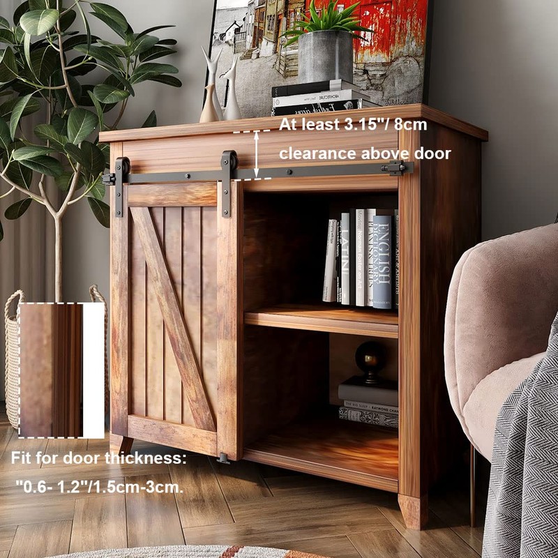 CCJH 2.5FT Mini Sliding Barn Door Hardware Kit Closet Cabinet